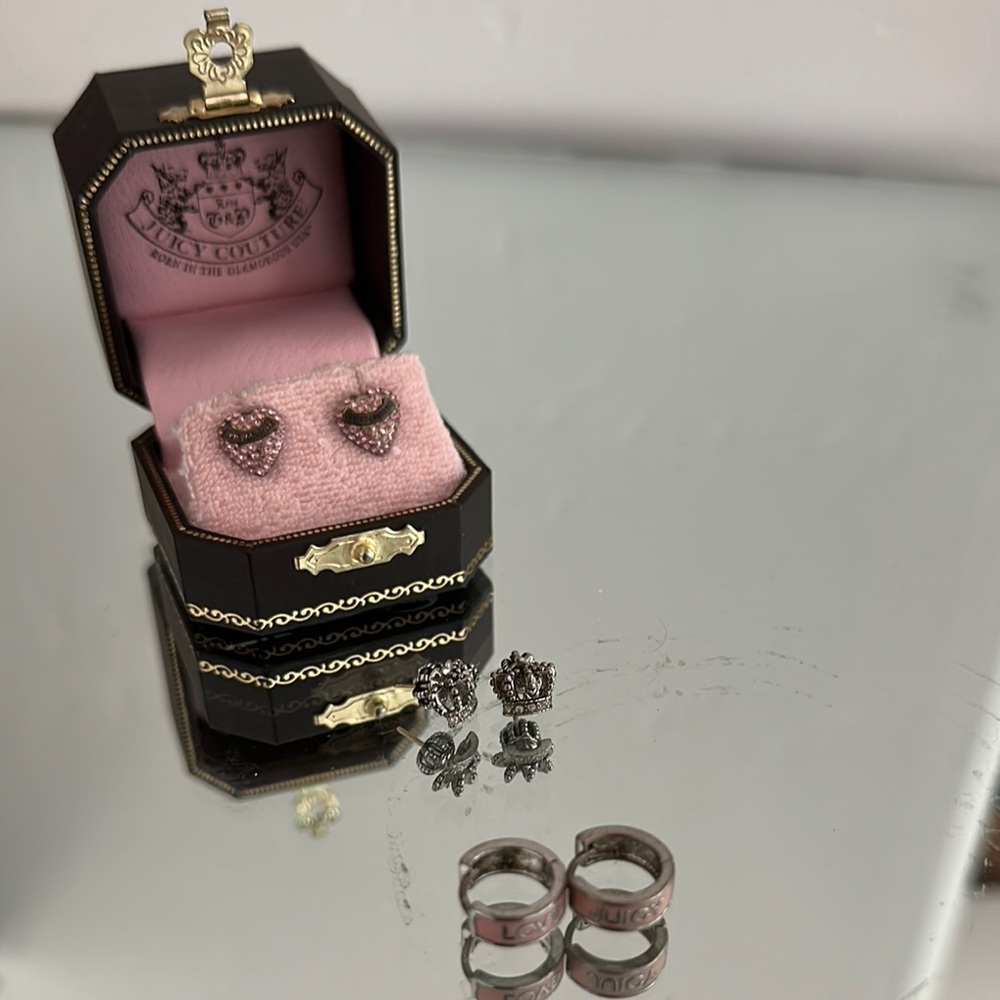 Juicy Couture Pink and Silver Earrings
